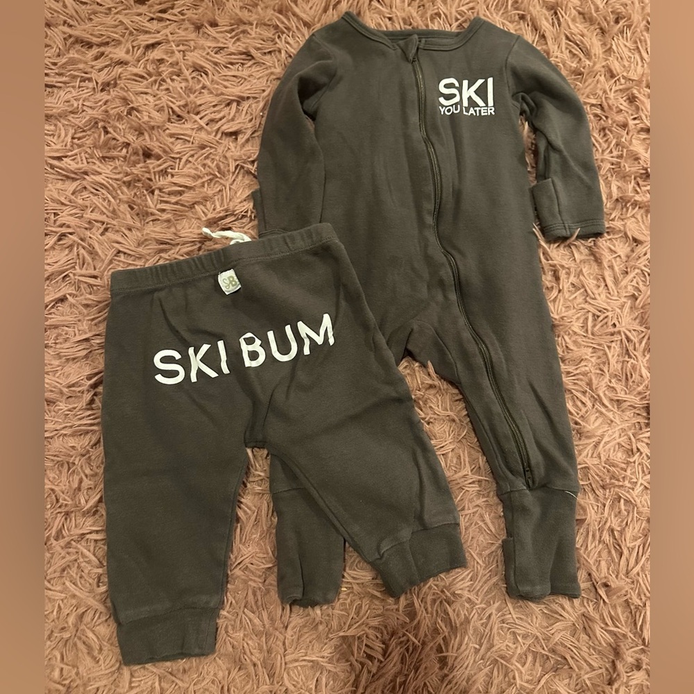 Gray Ski Bum Baby Set